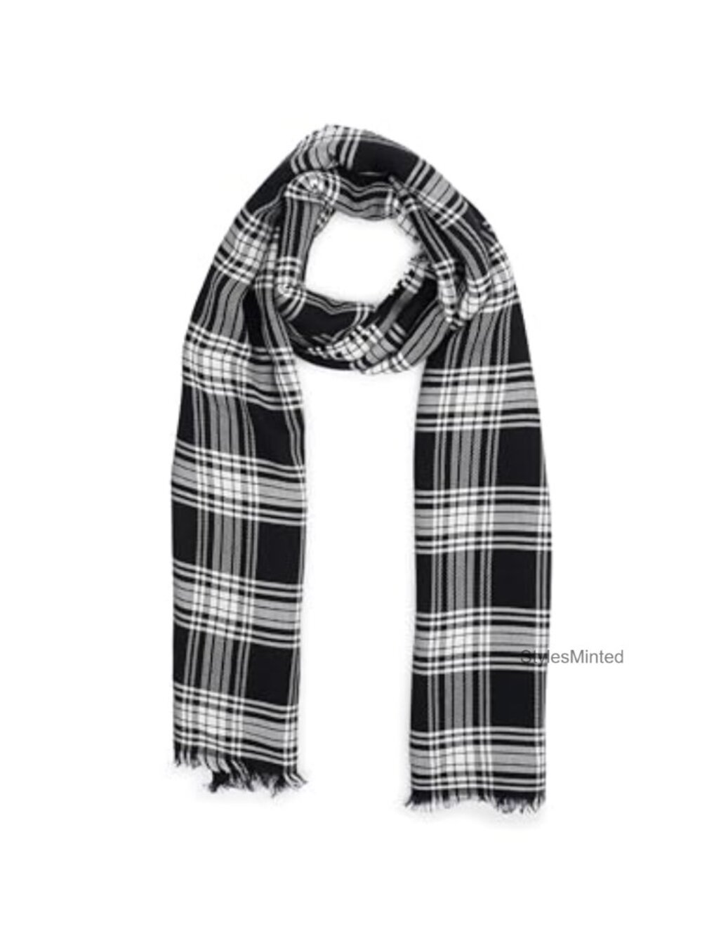 Reversible Check Scarf Wool Blend Winter Cold Weather